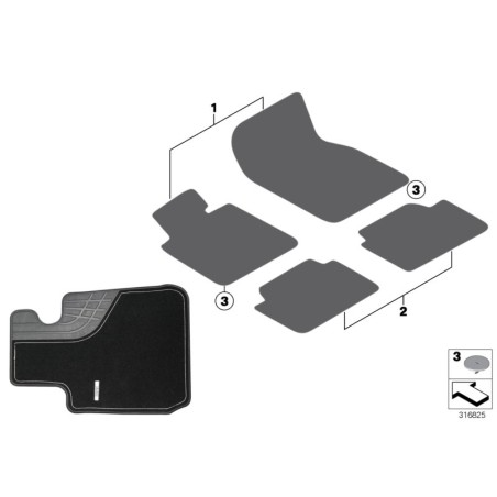 Tapis de sol en tissu de luxe - Pièce d'origine BMW 51472339143