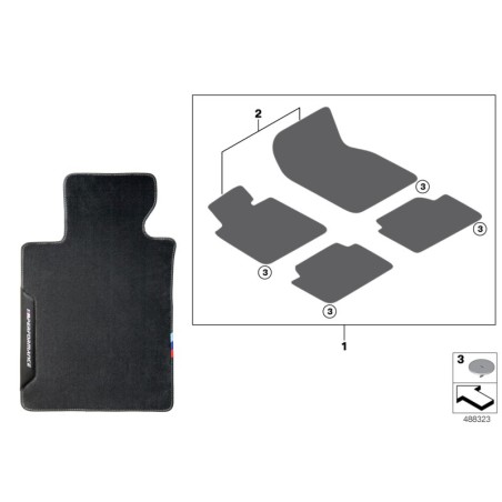 Tapis de sol M Performance LHD - Pièce d'origine BMW 51472457270 Tapis de sol M Performance LHD - Pièce d'origine BMW 51472457270