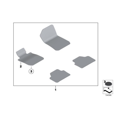 Tapis de sol Set Schwarz - Pièce d'origine BMW 51478061611 Tapis de sol Set Schwarz - Pièce d'origine BMW 51478061611