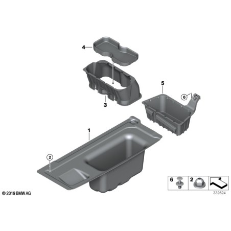 Compartiment de rangement au sol - Pièce d'origine BMW 51477261616