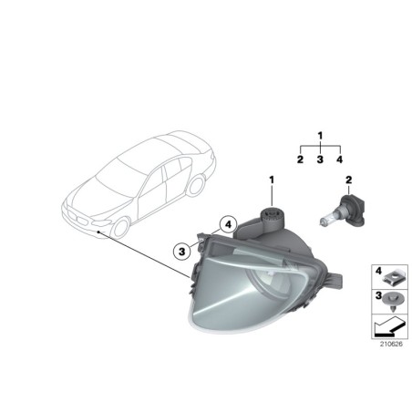 Assemblage de lampe antibrouillard droite - Pièce d'origine BMW 63177216886