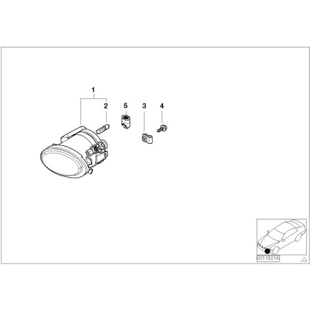 Ensemble de phare antibrouillard avec lentille transparente droite - E39 E46 - Pièce d'origine BMW 63177894018