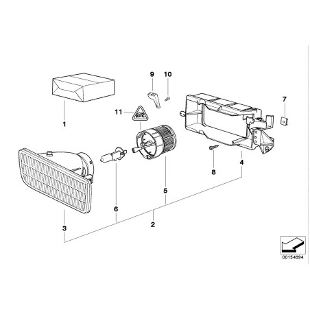 Assemblage de feu antibrouillard gauche - Pièce d'origine BMW 63178357389