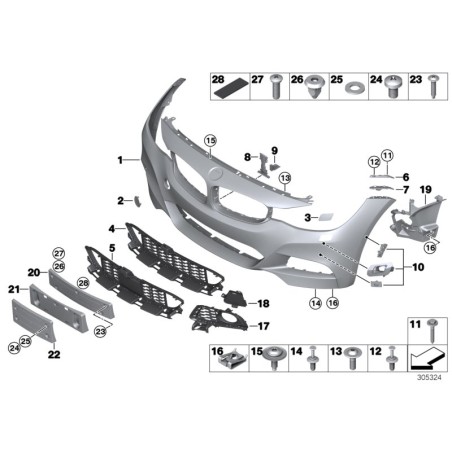 Support de feu antibrouillard gauche - Pièce d'origine BMW 51118057189