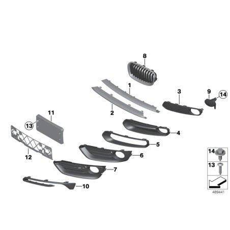 Grille de calandre sport avec grille de fermeture pour phare antibrouillard côté droit - Pièce d'origine BMW 51117343732 Grille de calandre sport avec grille de fermeture pour phare antibrouillard côté droit - Pièce d'origine BMW 51117343732