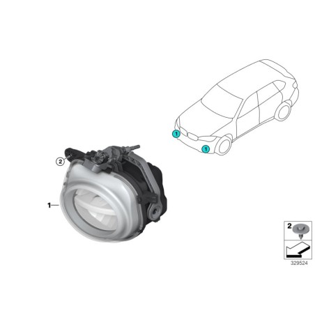 Feu de brouillard LED - Pièce d'origine BMW 63177317252