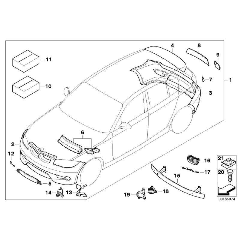 Supports de phare antibrouillard gauche N/S + droit O/S - Pièce d'origine BMW 51117118151/51117118152