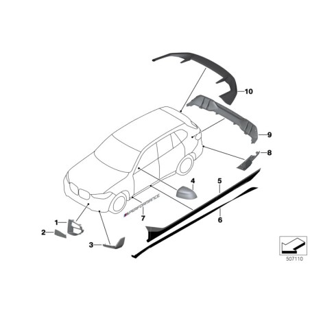 Application de feuille d'aluminium noir gelé - Pièce d'origine BMW 51142456383 Application de feuille d'aluminium noir gelé - Pièce d'origine BMW 51142456383