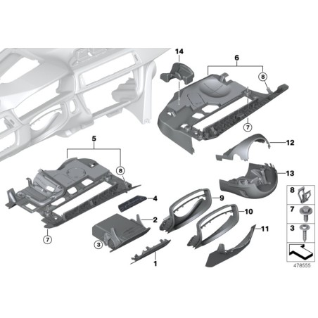 Compartiment rabattable - Pièce d'origine BMW 51459267520
