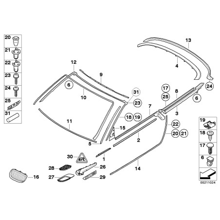 Joint d'étanchéité du volet supérieur repliable - Pièce d'origine BMW 51767155749 Joint d'étanchéité du volet supérieur repliable - Pièce d'origine BMW 51767155749
