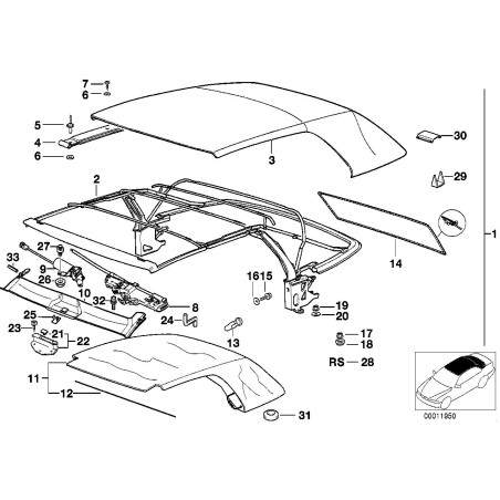 Verrou de capote pliante gauche - Pièce d'origine BMW 54348217197 Verrou de capote pliante gauche - Pièce d'origine BMW 54348217197