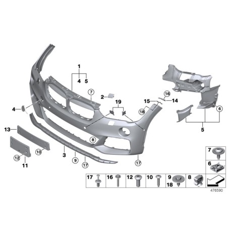 Cadre de lampe antibrouillard gauche - Pièce d'origine BMW 51118073959 Cadre de lampe antibrouillard gauche - Pièce d'origine BMW 51118073959