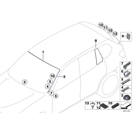 Cadre pour vitre latérale fixe - Pièce d'origine BMW 51357205603 Cadre pour vitre latérale fixe - Pièce d'origine BMW 51357205603
