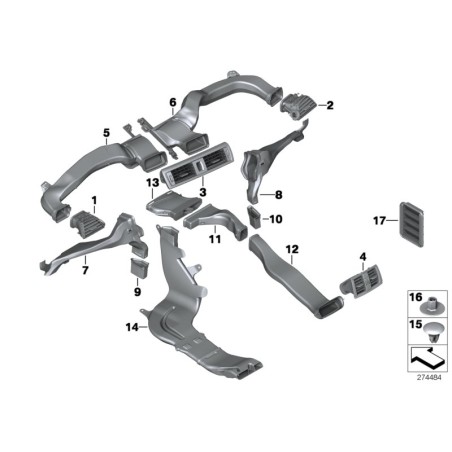 Grille d'aération arrière fraîche - Pièce d'origine BMW 64229265350
