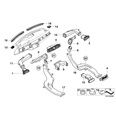 Grille d'aération arrière beige fraîche - Pièce d'origine BMW 64227210648