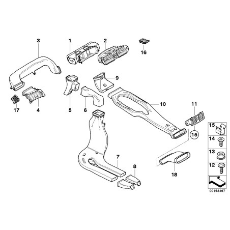 Grille d'aération arrière noire fraîche - Pièce d'origine BMW 64226957974