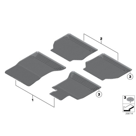 Tapis de sol en caoutchouc noir toutes saisons avant RHD - Pièce d'origine BMW 51472352249 Tapis de sol en caoutchouc noir toutes saisons avant RHD - Pièce d'origine BMW 51472352249