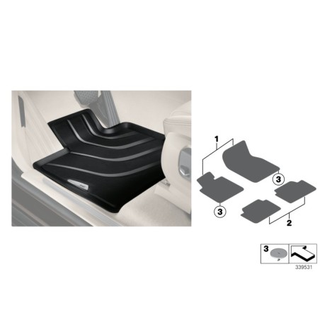 Tapis de sol avant toutes saisons RHD - Pièce d'origine BMW 51472347729 Tapis de sol avant toutes saisons RHD - Pièce d'origine BMW 51472347729