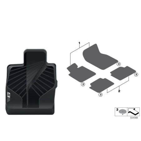 Tapis de sol en caoutchouc toutes saisons avant - Pièce d'origine BMW 51472458861 Tapis de sol en caoutchouc toutes saisons avant - Pièce d'origine BMW 51472458861