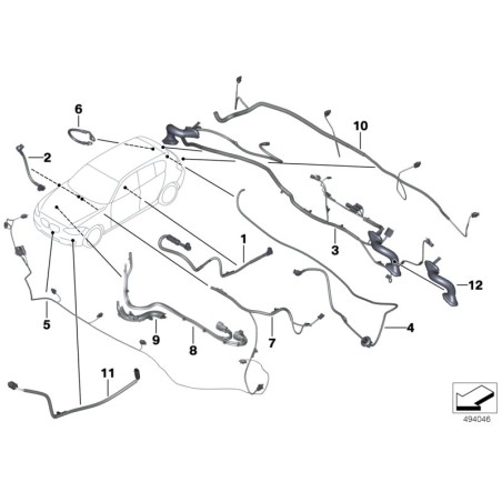 Ensemble de câbles de tablier avant - Pièce d'origine BMW 61129327111