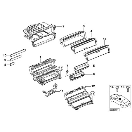 Insert de cendrier avant noir RHD - Pièce d'origine BMW 51168229175