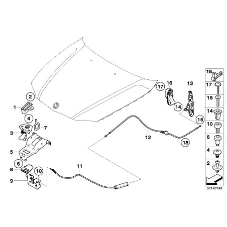 Verrouillage de capot avant - Pièce d'origine BMW 51237073916