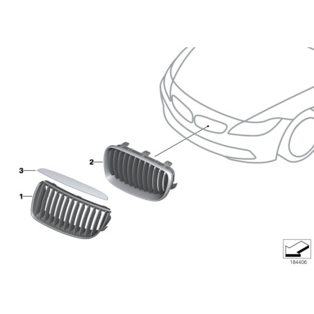 Grille de capot avant gauche N/S - Pièce d'origine BMW 51137117241