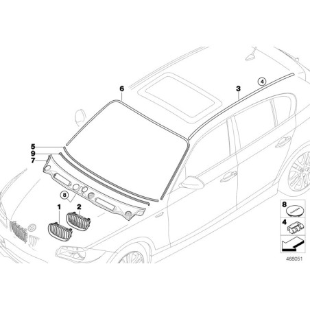 Capot avant Grille de rein Offen Set Gauche Droite - Pièce d'origine BMW 51137077129/51137077130 Capot avant Grille de rein Offen Set Gauche Droite - Pièce d'origine BMW 51137077129/51137077130