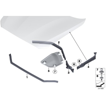 Ensemble de panneaux latéraux d'étanchéité du capot avant - Pièce d'origine BMW 51767269997/51767269998