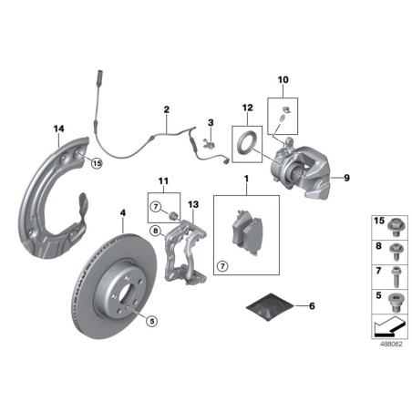 Boulon de support d'étrier de frein avant M 12x1.5 1pc - Pièce d'origine BMW 34106864424