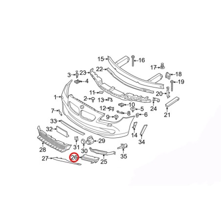 Bouclier avant Amoek Grille Gauche N/s - Pièce d'origine BMW 51117247571