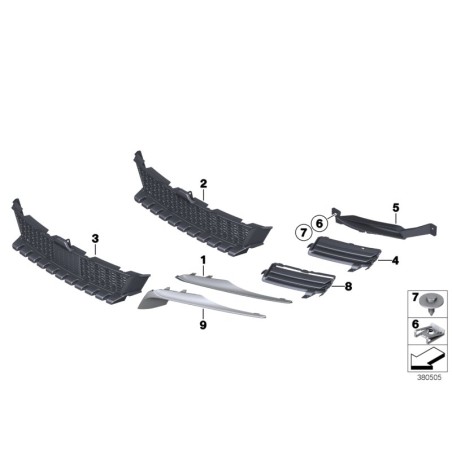 Bouclier avant Amoek Grille Gauche N/s - Pièce d'origine BMW 51117247571