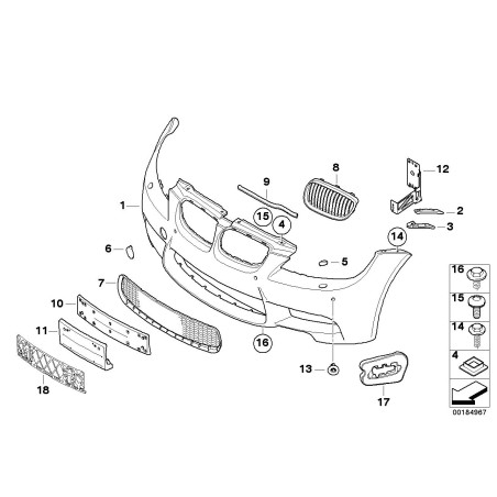Support de pare-chocs avant gauche N/S - Pièce d'origine BMW 51117907205 Support de pare-chocs avant gauche N/S - Pièce d'origine BMW 51117907205