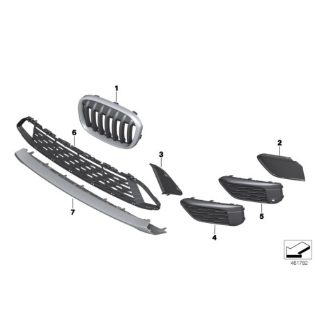 Grille centrale ouverte du pare-chocs avant - Pièce d'origine BMW 51117354773 Grille centrale ouverte du pare-chocs avant - Pièce d'origine BMW 51117354773