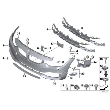 Support central de pare-chocs avant - Pièce d'origine BMW 51117296308
