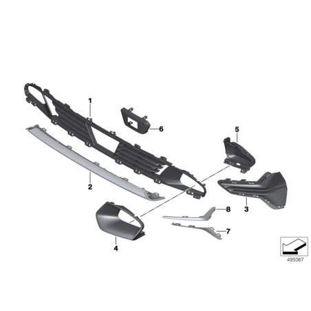 Moulure supérieure de pare-chocs avant chromée - Ensemble de deux pièces d'origine BMW 51117471522/51117471521. Moulure supérieure de pare-chocs avant chromée - Ensemble de deux pièces d'origine BMW 51117471522/51117471521.
