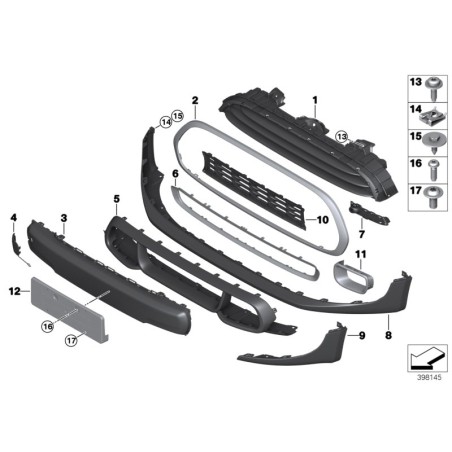 Enveloppe de pare-chocs avant noire - Pièce d'origine BMW 51117337791