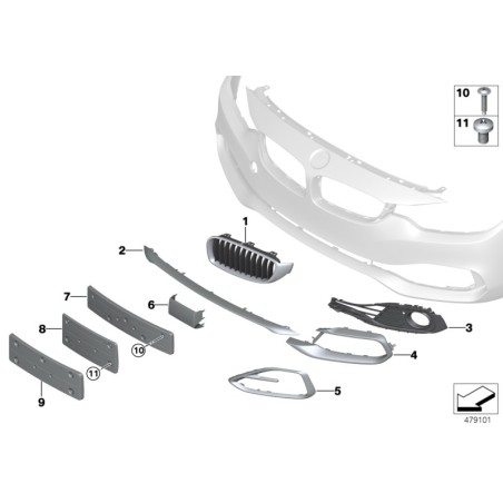 Garniture de couverture de pare-chocs avant gauche N/S - Pièce d'origine BMW 51117294843