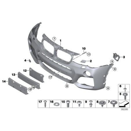 Enveloppe de pare-chocs avant apprêtée - Pièce d'origine BMW 51118064117