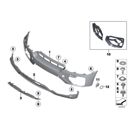 Enveloppe de pare-chocs avant apprêtée PDC - Pièce d'origine BMW 51117052398 Enveloppe de pare-chocs avant apprêtée PDC - Pièce d'origine BMW 51117052398