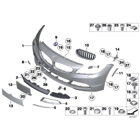 Grille de couverture de phare antibrouillard avant gauche N/S - Pièce d'origine BMW 51117203847 Grille de couverture de phare antibrouillard avant gauche N/S - Pièce d'origine BMW 51117203847