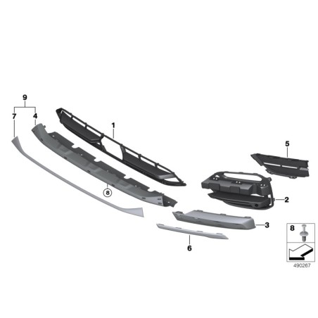 Bande de protection d'impact de feu antibrouillard de pare-chocs avant droite - Pièce d'origine BMW 51117421988