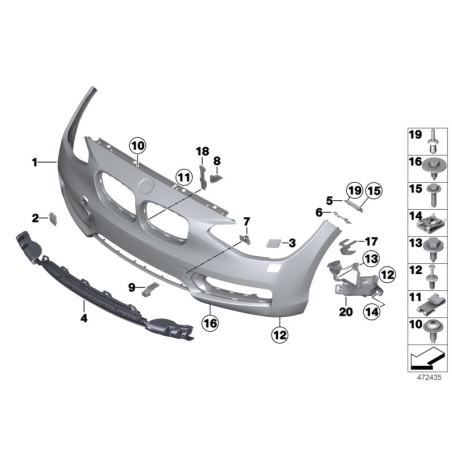 Grille centrale de pare-chocs avant - Pièce d'origine BMW 51117293870
