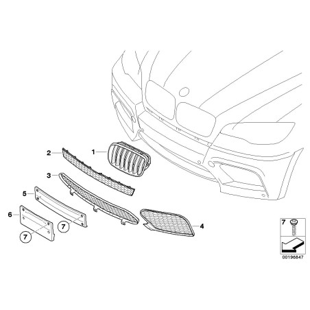 Ensemble de grille de pare-chocs avant 4 pièces - Pièce d'origine BMW 51117205559 Ensemble de grille de pare-chocs avant 4 pièces - Pièce d'origine BMW 51117205559