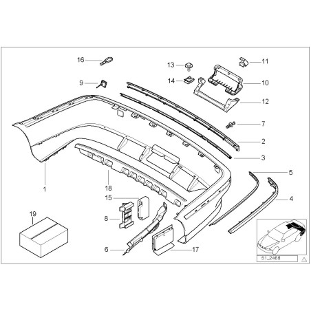 Support de guide de pare-chocs avant - Pièce d'origine BMW 51111970389