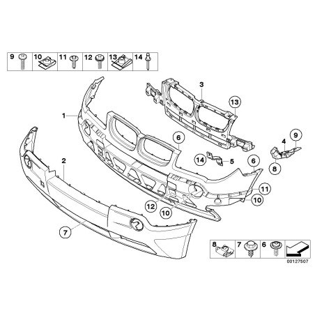 Support de fixation d'insertion de pare-chocs avant - Pièce d'origine BMW 51113400898 Support de fixation d'insertion de pare-chocs avant - Pièce d'origine BMW 51113400898