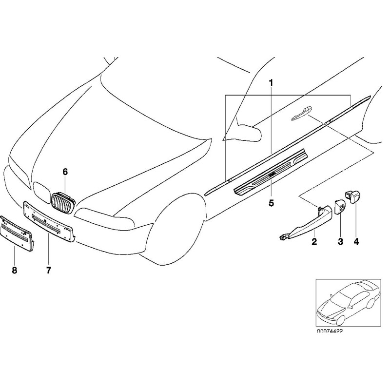 Grille de calandre avant chromée gauche N/S - Pièce d'origine BMW 51138208685
