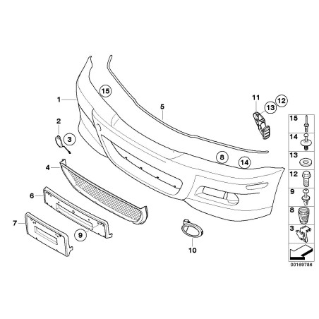 Pare-chocs avant gauche N/S entourage de brouillard garniture de grille - Pièce d'origine BMW 51112695255 Pare-chocs avant gauche N/S entourage de brouillard garniture de grille - Pièce d'origine BMW 51112695255