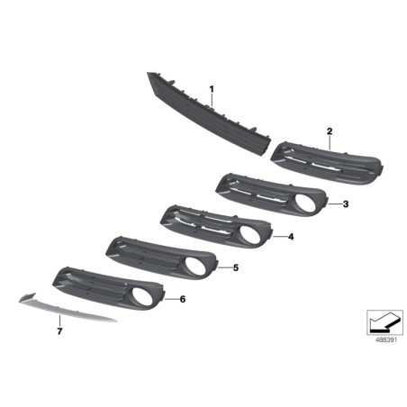 Grille de trou inférieur d'accès de pare-chocs avant - Pièce d'origine BMW 51117331725