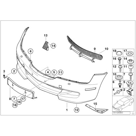 Cache de grille inférieure centrale de pare-chocs avant - Pièce d'origine BMW 51112268644 Cache de grille inférieure centrale de pare-chocs avant - Pièce d'origine BMW 51112268644